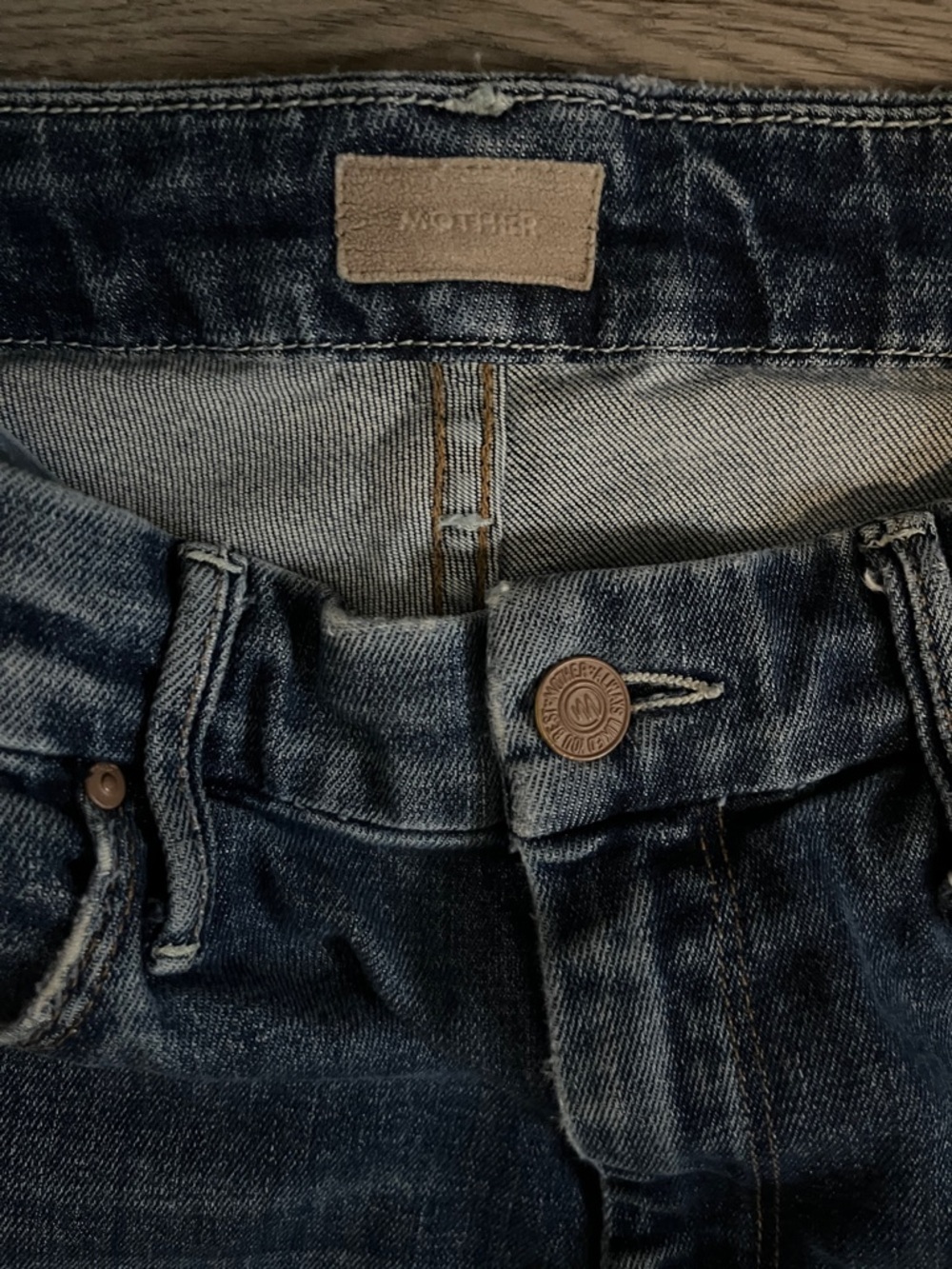 MOTHER Blue Faded Waistband Jeans - Picture 2 of 7